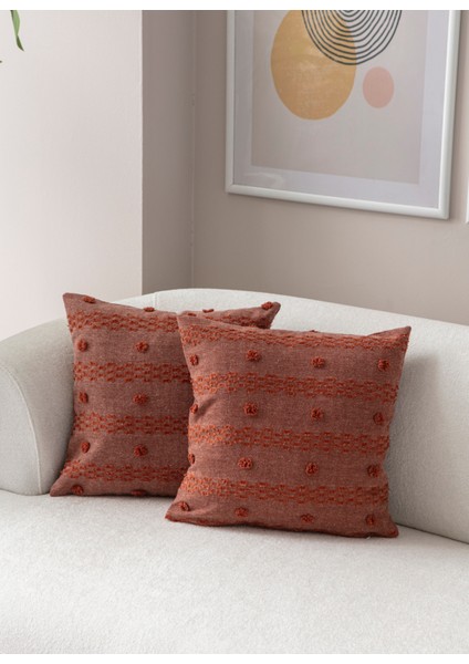 Home Ikili Dekoratif Puantiye Keten Kumaşlı Kırlent Kılıfı 43X43 Kiremit fiyatları