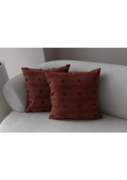 Home Ikili Dekoratif Puantiye Keten Kumaşlı Kırlent Kılıfı 43X43 Kiremit modelleri