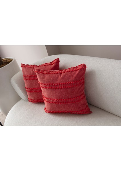 Home Ikili Dekoratif Puantiye Keten Kumaşlı Kırlent Kılıfı 43X43 Pembe fiyatları