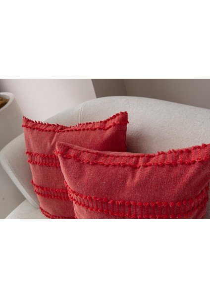 Home Ikili Dekoratif Puantiye Keten Kumaşlı Kırlent Kılıfı 43X43 Pembe modelleri