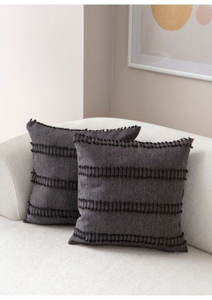 Home Ikili Dekoratif Puantiye Keten Kumaşlı Kırlent Kılıfı 43X43 Siyah fiyatları