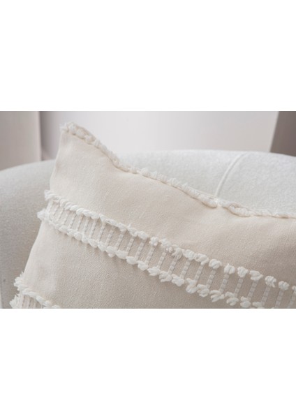 Home Ikili Dekoratif Puantiye Keten Kumaşlı Kırlent Kılıfı 43X43 Krem modelleri