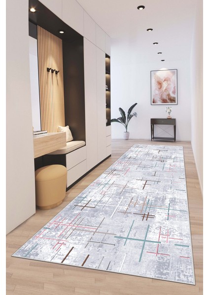 Dijital Baskılı Kesme Yolluk Halı Desenli Yıkanabilir Kaymaz Taban Koridor Hol Yolluk Mutfak Salon