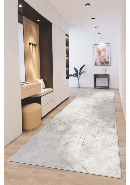 Dijital Baskılı Kesme Yolluk Halı Desenli Yıkanabilir Kaymaz Taban Koridor Hol Yolluk Mutfak Salon