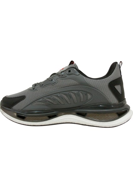 Füme Gri Kırmızı Bağcıklı Sneakers Spor Ayakkabı