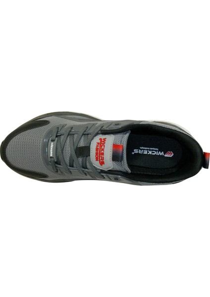 Füme Gri Kırmızı Bağcıklı Sneakers Spor Ayakkabı