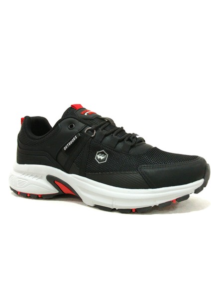 Siyah Kırmızı Gri Bağcıklı Outdoor Spor Ayakkabı