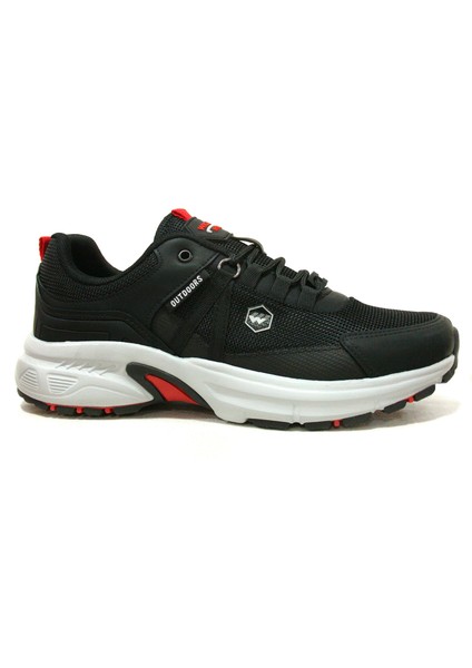 Siyah Kırmızı Gri Bağcıklı Outdoor Spor Ayakkabı