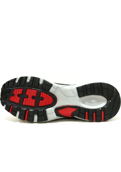 Siyah Kırmızı Gri Bağcıklı Outdoor Spor Ayakkabı