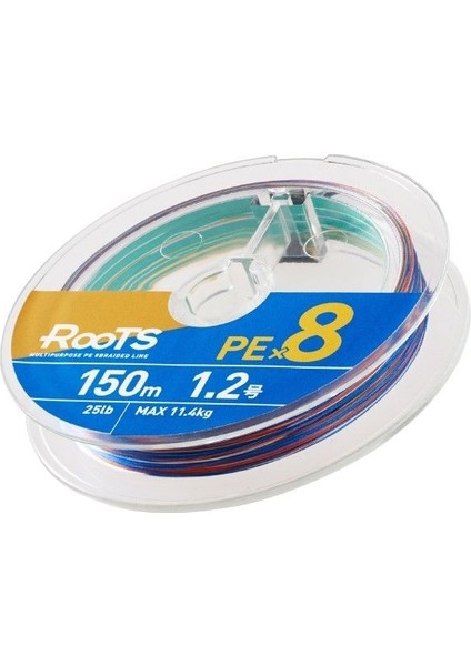 X8 Roots 1.5 Pe 150M Multicolor 8 Örgü Ip Misina 0.205 mm 14KG Çeker