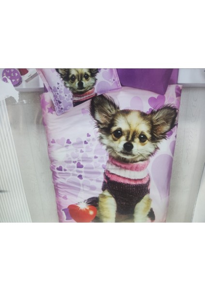 3D Çift Kişilik Nevresim Takımı Puppy