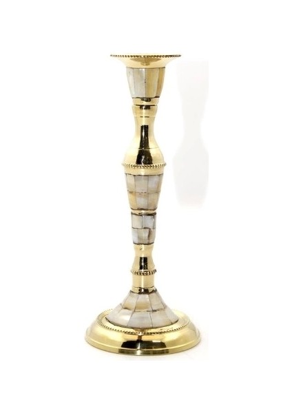 Tekli Pirinç Sedefli Şamdan Model 1