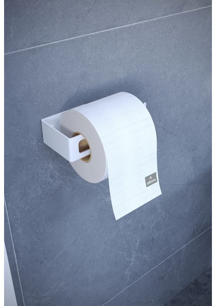 Beyaz Metal Yapışkanlı Modern Tuvalet Kağıtlık, Wc Kağıtlık, Tuvalet Kağıdı Askısı
