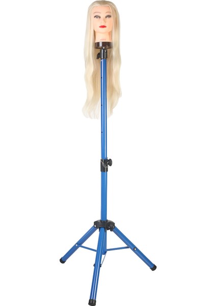 Kuaför Eğitim Mankeni Için Metal Tripod / Mavi + Taşıma Çantası