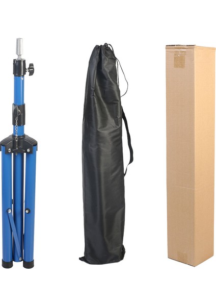 Kuaför Eğitim Mankeni Için Metal Tripod / Mavi + Taşıma Çantası
