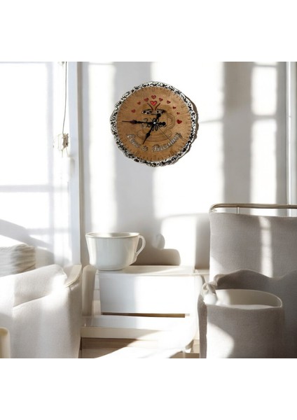 Ahşap Duvar Saati - Coffee Love Is Brewing - Epoksi Reçine Kaplamalı - 30 cm fiyatları
