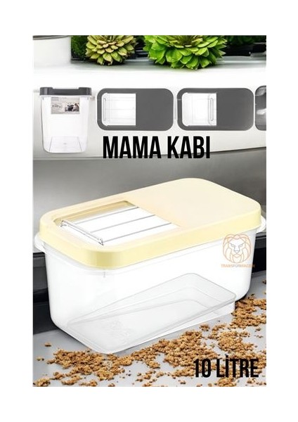 Kedi ve Köpek Mama Saklama Kabı Sürgülü Kapaklı 10 Litre