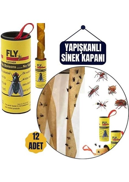 12 Adet Yapışkanlı Sinek Kapanı 74 cm