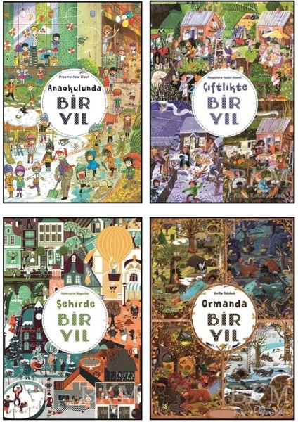 Sessiz Kitap - Anaokulunda Bir Yıl / Çiftlikte Bir Yıl / Ormanda Bir Yıl / Şehirde Bir Yıl (4 Kitap Set)