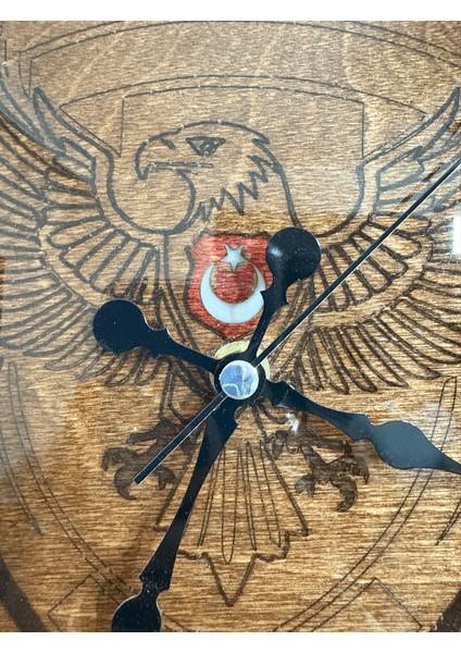 Ahşap Duvar Saati - Taraftar, Kara Kartal 1903 - Epoksi Reçine Kaplamalı - 30 cm