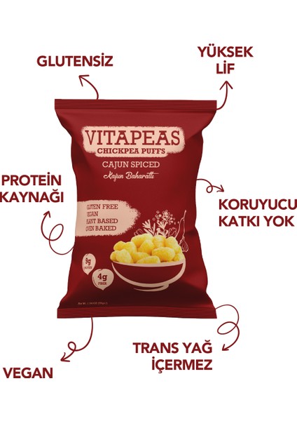 Vitapeas Kajun Baharatlı Nohut Cipsi 55 gr x 12 modelleri
