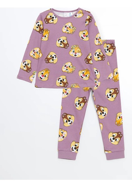 Baby Lila Uzun Kollu Chip And Dale Baskılı Kız Bebek Pijama Takım