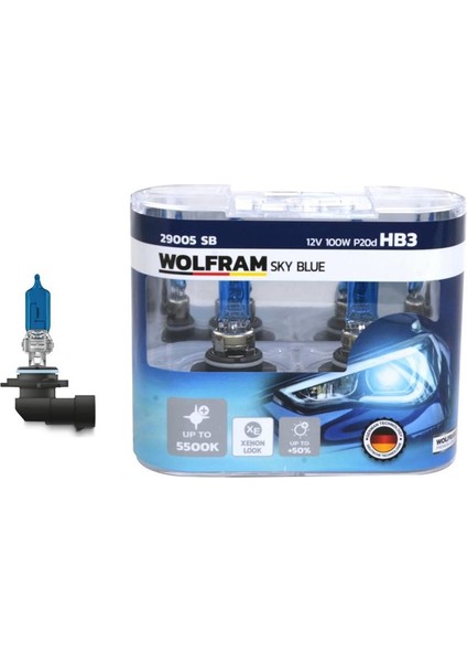 Ampul 12V Hb3 100 P20D Sky Blue Beyaz Işık