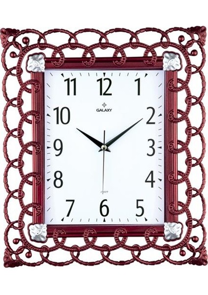 Duvar Saati Kırmızı Çerçeve Çap:32.3cmx 37.5cm Akrilik Boyalı 2 Renk Abs Kasa Mineral Cam Sessiz Akar Makine Pvc Kadran Kadran Ölçüsü: 190X241MM Kadran Baskı Alanı: 105X170MM