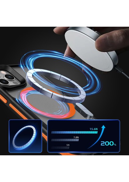 iPhone 12 Uyumlu Magsafe Şarj Özellikli Renkli Kenar Airbag Şeritli Zore Lamer Kapak