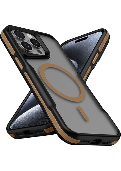 iPhone 15 Pro Max Uyumlu Magsafe Şarj Özellikli Renkli Kenar Airbag Şeritli Zore Lamer Kapak