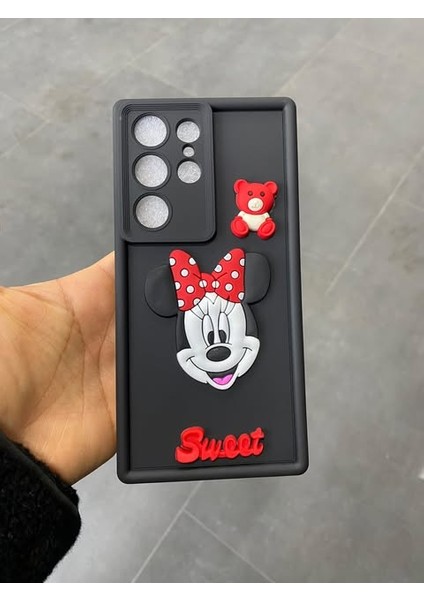 Samsung A52 Siyah Minnie Mouse Figürlü Hamur Telefon Kılıfı