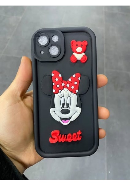 Apple iPhone 7/8 Siyah Minnie Mouse Figürlü Hamur Telefon Kılıfı