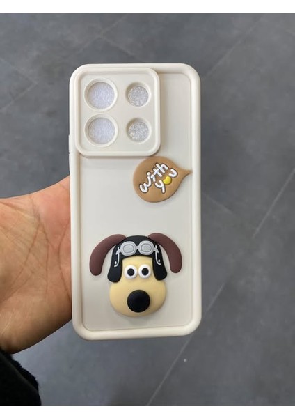 Xiaomi Redmi Note 9 Beyaz Muttley Dog Figürlü Hamur Telefon Kılıfı