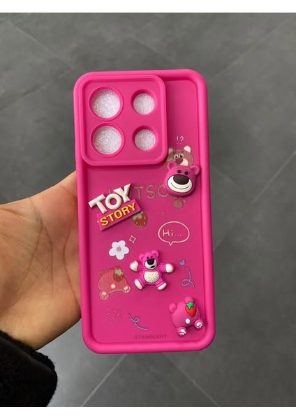 Xiaomi Redmi 9 Fuşya Toy Story Figürlü Hamur Telefon Kılıfı