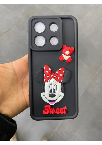 Xiaomi Redmi 9A Siyah Minnie Mouse Figürlü Hamur Telefon Kılıfı