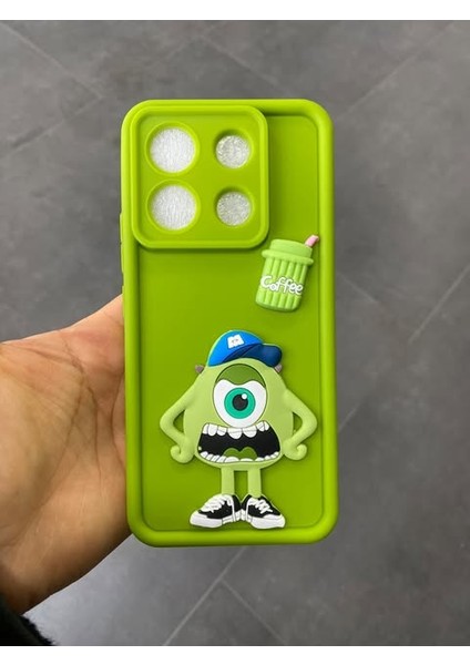 Xiaomi Redmi 9t Yeşil Sevimli Canavarlar Mike Figürlü Hamur Telefon Kılıfı
