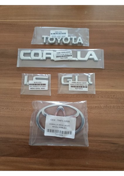 Toyota Corolla 1.6 Gli Bagaj Yazısı Arka Bagaj Arması AE101 Kasa 1992 - 1997
