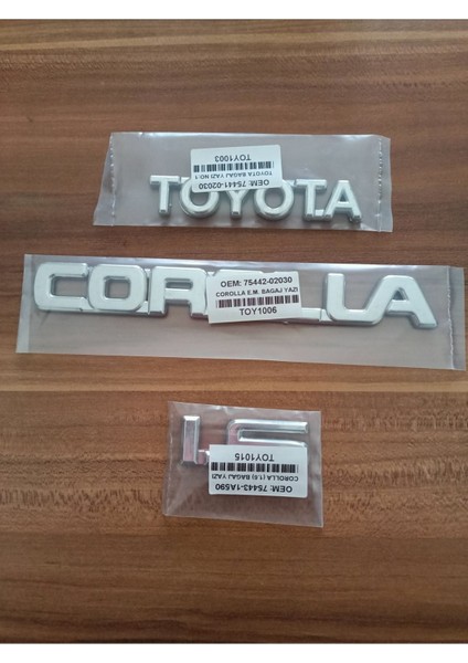 Toyota Corolla 1.6 Bagaj Yazısı 3'lü Takım