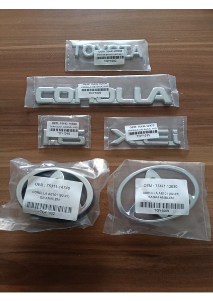 Corolla AE101 Toyota Corolla 1.6 Xei Bagaj Yazısı Ön Panjur Arması Arka Bagaj Arması Seti