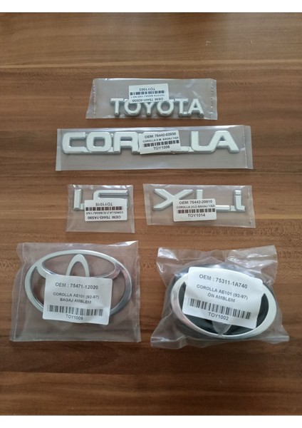 Toyota Corolla 1.6 Xli Bagaj Yazısı Ön ve Arka Arma AE101 Kasa 1992 - 1997