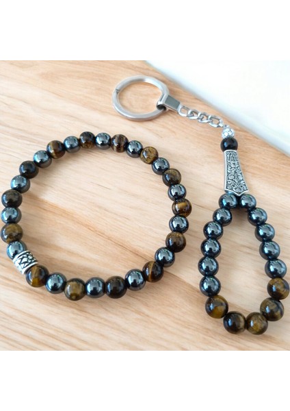 Kaplan Gözü Hematit Doğal Taş Bileklik - Doğal Taş Tesbih - Doğal Taş Anahtarlık - Hediye Setleri indirimleri