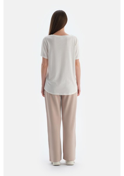 Bej Kadın Modal Karışımlı Biye Detaylı Pantolon fiyatları