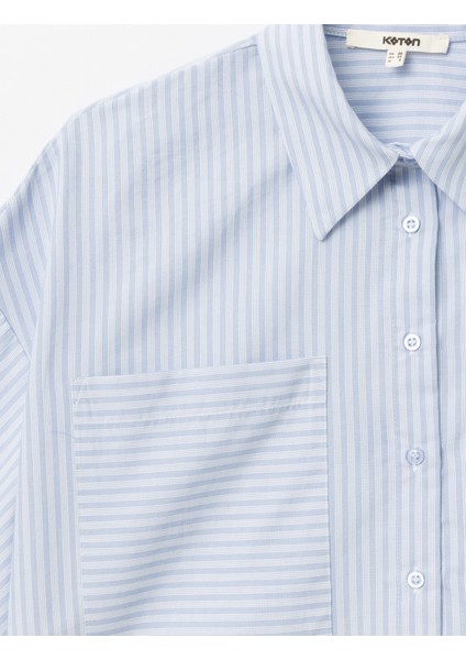 Aplike Cep Detaylı Kısa Kollu Oversize Crop Gömlek indirimleri