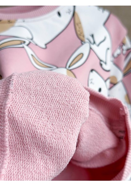 Kız Çocuk Sweatshirt ve Fitilli Tayt Takım