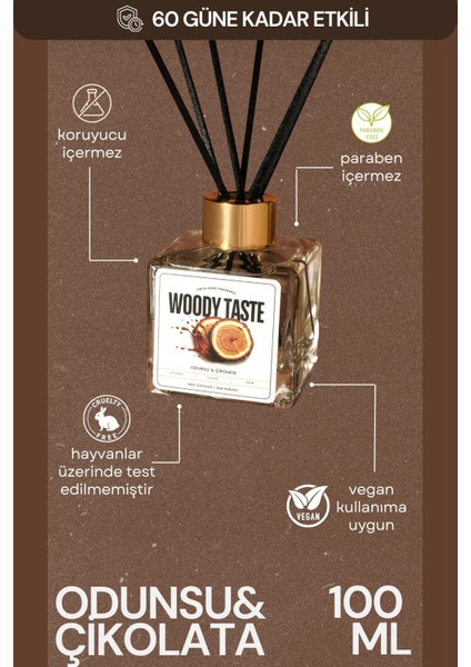 Home Premium Odunsu & Çikolata Çubuklu Oda Ortam Ofis Kokusu - 100 ml