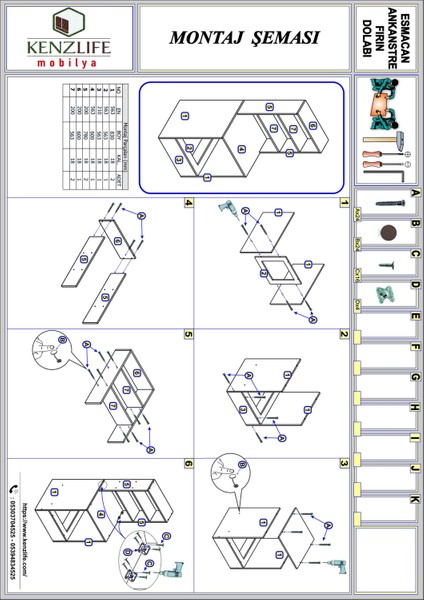 Kenzlife ankastre fırın dolabı esmacan cvz 165*60*56 mutfak eko düz fırsatları