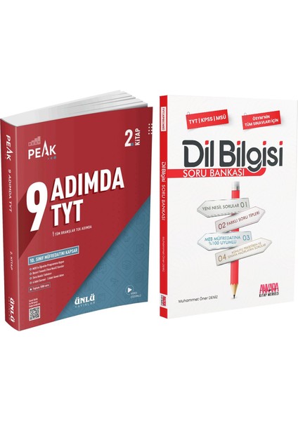 Tyt 9 Adımda Soru Bankası 2. Kitap ve Dil Bilgisi Soru Bankası Seti (2 Kitap)