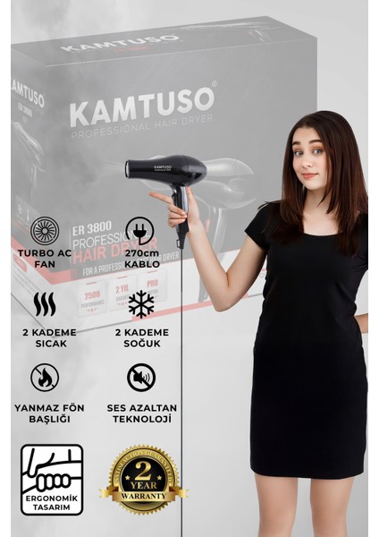 Vigolu Iyonik Profesyonel Siyah Fön Makinesi Saç Kurutma Profesyonel Saç Kurutma Makinesi 2500WATT modelleri