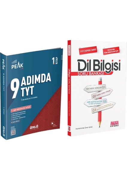 Tyt 9 Adımda Soru Bankası 1. Kitap ve Dil Bilgisi Soru Bankası Seti (2 Kitap)