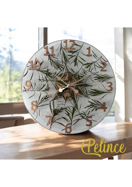 Epoksi Reçine Duvar Saati - Lavanta Yaprağı - Çapı: 30 cm